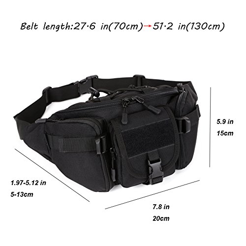 DCCN Tactical Hüfttasche Bauchtasche Militär Gürteltasche mit 5 Fächer inkl. Reißverschluss für Outdoor Sport Trekking Wandern Running - 5