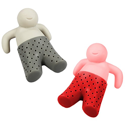 COM-FOUR® 2x Tee Ei Sieb Teeei Teesieb für Teeliebhaber (Mr. Tea pink/rot/grau - 2 Stück)