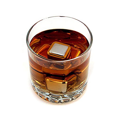 happynuts Wein Chiller Cubes Edelstahl Chillen Eiswürfel wiederverwendbar Wein Cubes & Chillen Steinen für Whiskey Wein Getränk, 6er Set mit Zange - 3