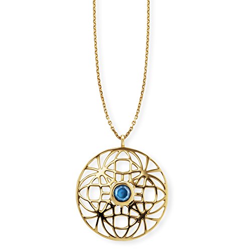 caÏ Damen Anhänger mit Kette 925/- Sterling Silber 65+5cm Glänzend Blautopas gelb 1,010ct 132250368-70