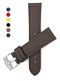 Leder Uhrenarmband 22mm für Herren, Braun, Stil racer, mit Naht, Schließe Edelstahl, auch verfügbar in schwarz, gelb, rot, hellbraun