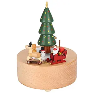 Music Toy, Wooden Music Playing Box, for Kids with Santa Ornaments Family Christmas Gifts