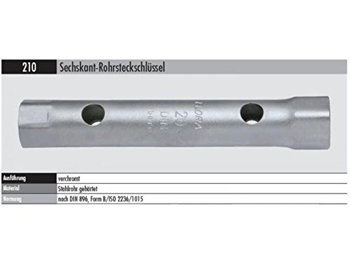 Rohrsteckschlüssel sechskant 210 22X24 mm verchromt