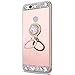 Produktbild Huawei P10 Lite Hülle,Huawei P10 Lite Spiegel Hülle Mirror Case,Surakey Luxus Glitzer Strass TPU Schutzhülle für Huawei P10 Lite Silikon Handyhülle mit Glitzer Strass 360-Grad Handy Ständer Ring Holder, Neu Mode Cool Bling Glitzer Kristall Strass Diamant Rose Gold Schlank Ultradünnen TPU Silikon Schutz Handy Hülle Case Tasche Silikon Crystal Case Durchsichtig Rahmen Schlank Etui Bumper für Huawei P10 Lite, Rose Gold