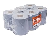 6 unidades por pack Saten Bobina Secamanos, Celulosa Virgen, 2 Capas, Gofrado, Ancho 212, 21 gr, 130 Metros, Set de 6