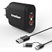 Produktbild iVoler Dual Quick Charge 3.0 Type C 36W 2-Port USB Wand Ladegerät [2*QC 3.0 Port] mit 2-in-1 Micro USB & Type C Kabel für Samsung Galaxy S9/S9+/S8/S8+/S7/S7 Edge/S6/S6 Edge/Edge+, iPhone X / 8 / 8 Plus / 7 / 6s Plus, ASUS Zenfone 3 / 2, LG G5 / G4, Sony Xperia Z5, HTC 10/ A9/M8/M9, Nexus 6, Xiaomi Mi 5, iPad,Tab und andere USB Geräte (Schwarz)