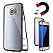Produktbild Galaxy S7 Edge Hülle Magnet 9H Tempered Glass Backcover für Samsung Galaxy S7 Edge, Coollee Handyhülle Kreativ 360 Grad Magnetic Metall Frame Bumper Eingebaute Magnetische Adsorption Transparent Gehärtetem Glas Back Cover Klapphülle Metallrahmen Magnetverschluss Handytasche Ultra Dünne Slim Phone Case Etui Stoßabsorbierend Shockproof Schutzhülle Samsung Galaxy S7 Edge (Klar Schwarz)