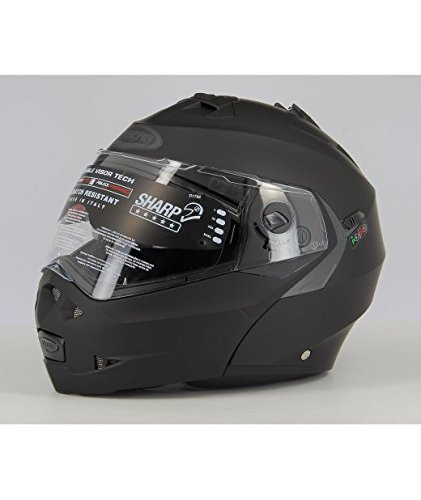Casco Moto Modulare Omologato ECE - Uomo/Donna, Doppia Visiera, Apribile, Nero Opaco/Lucido, 4XL