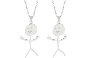 BLEEZM Lustige Graffiti-Halskette, 2 Stücke Mittelfinger Kette, Silberne Smiley-Finger-Halskette, Coole Ketten Kette Jungen Mädchen Bff Ketten Für 2 Matching Necklace Lustiges Witziges Geschenk