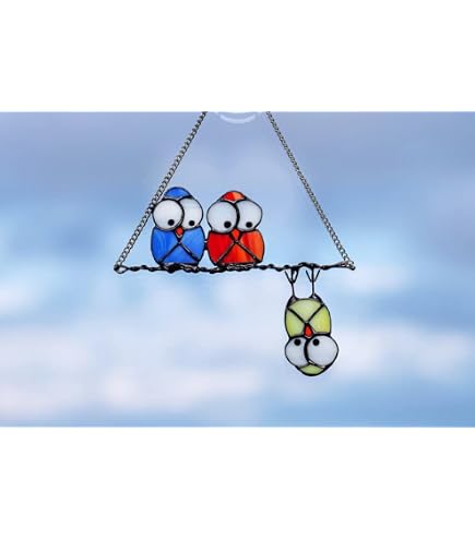 Buntglas-Sonnenfänger „Eisvogel“ – 21,6 Cm, Für Fenster – Bunte Lichtreflexe, Raumdekoration