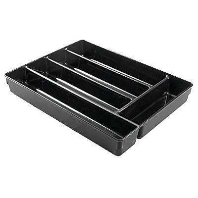 Interdesign 53937EU Rangement de Tiroir de Cuisine Linus Kitchen pour couverts, spatules, Gadgets - Noir Plastique Black 27,3x34,9x5,1 cm