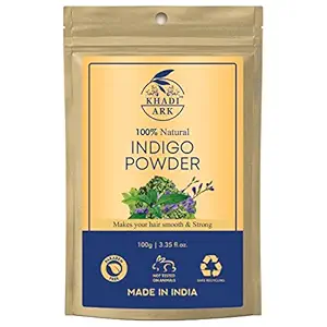 Khadi Ark Indigo Powder Organic Herbal for Natural Black Silky & Shiny Strong Healthy Hair & Reduce Hair Fall-100 GM