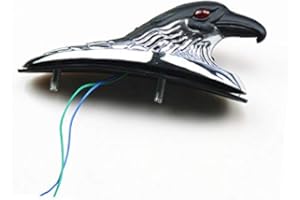 NEWLAND2019 Motorcycle Front Fender Eagle Head Ornament Statue for Honda Kawasaki Suzuki Yamaha Cruiser Cafe Racer Chopper Custom (Chrome/Black)