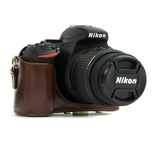 MegaGear Ever Ready    tui En Cuir pour Nouveau Nikon D5200 Cam  ras avec 18-55mm VR Objectif  Brun Fonc   