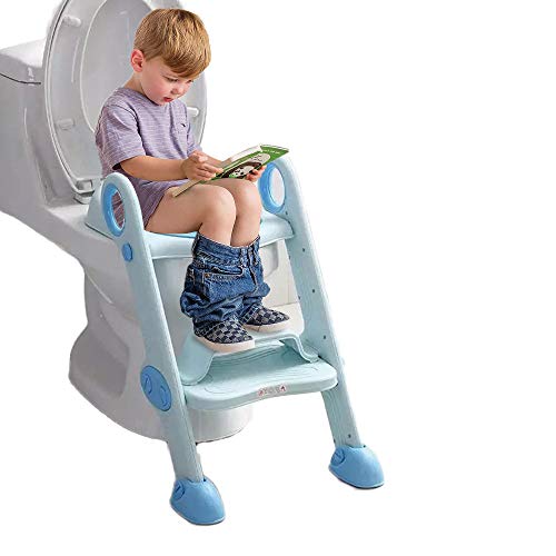 Asiento de entrenamiento para bebés ajustable con pasos Escalera de entrenamiento para inodoros Escalera para niños Asiento de inodoro con cojín de Esponja Pasos para bebés/niños de 2 a 8 años