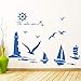 Produktbild Shuyinju Mode Blau Seereise Navigation Wandaufkleber Segelboot Seevögel Ruder Anker Decor Tapete Diy Vinyl Abnehmbare Abziehbild