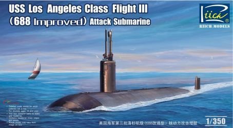 Riich Models USS Los Angeles Class Flight III (688 Improved) Attack Submarine 1:350 Scale Military Model Kit by Riich Models