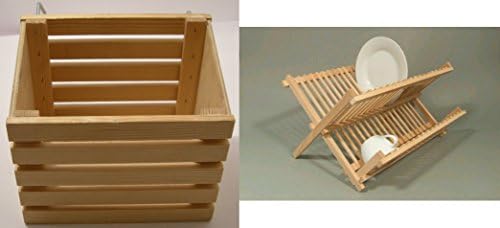 KC Combined Racks 2-Tier Pine wood Dish Drying Rack 52cm: Folding kitchen dish drainer With Hanging cutlery Holder