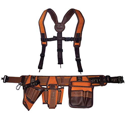 HW GLOBAL Rangement Des à Gaines à Outils Sacoches Tabliers Clous Poches Étui Pour Perceuse Ceintures Boucles de Marteaux Porte Bretelles Rembourrées électriciens Ceinture Ajustable Cadeau fête des Pères Bricoleur Charpentier Menuisier Maçons Soudeurs Tool Belt Pouch Organiseur #800 (lot de 5)