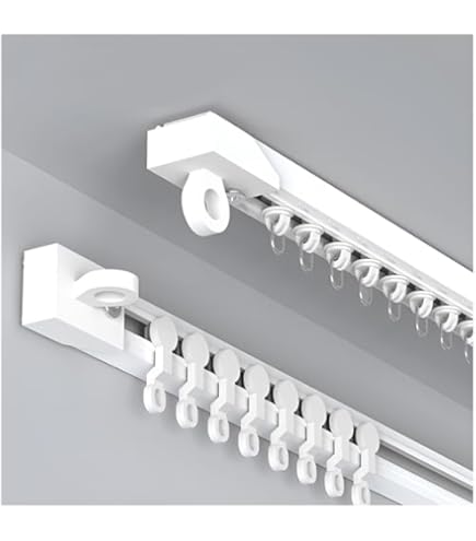 PVC gordijnrail rail muur plafond gemonteerde haken douchegordijnen kamerverdeler wit (4,5 m zijklemmen