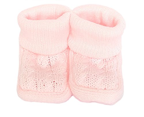 (BABY PINK)Baby's Knitted Booties 0-3 months