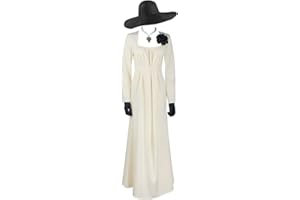 Piccodos Anime Evil Village Alcina Dimitrescu Lady Dimitrescu Suit Cosplay Costume Dress Beige Women's 3XL (Chest 110 cm)