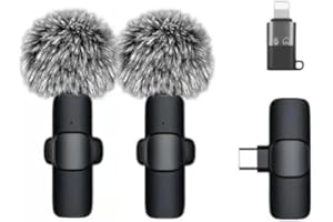 Elebase K9 Dual Wireless Lavalier Microphone for Android/iPhone – 3-in-1 Collar Mic with USB-C & Lightning Plug | Furry Windscreens | Noise Cancellation, Vlogging, YouTube, Interviews, Reels