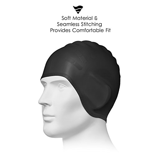 Silikon Badekappe mit ergonomischen Ohrabdeckung und große Elastizität für Jugendliche und Erwachsene - 2