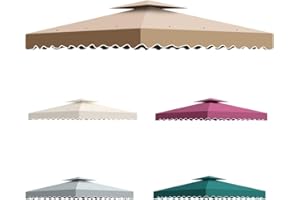 BSTECIAR Toldo pergola Recambio 3x3m, Pergolas de Jardin Cubierta de Repuesto de Gazebo Pabellón Exteriores, Doble Niveles Carpas para Exteriores con Orificios de Drenaje y Ventilación