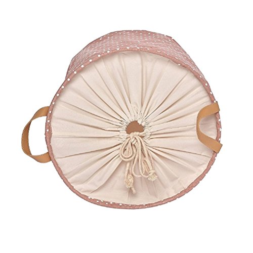 Inwagui Runde Wäschekorb Hamper Aufbewahrungstasche Wäschesack Wäschekorb Wäschesammler Halter wäschebox mit Deckel-Rosa - 4