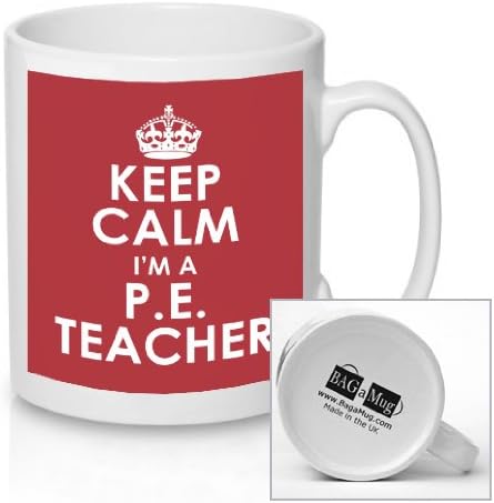 Bagamug Keep Calm I'm a P.E. Physical Education Teacher - Red Ceramic Mug New Unique Easy Gift for All Occasions