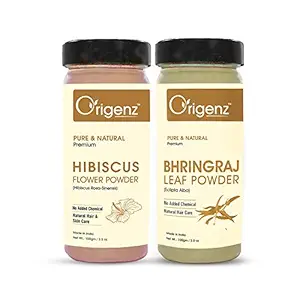 Origenz Premium Hair Care Combo (Hibiscus Powder 100gm + Bhringraj Powder 100gm)