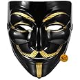 Sage Square Vendetta Comic FACE MASK Fawkes Mask Anonymous VIP Edition Face-Mask Perfect Fit Cosplay Protest V for Vendetta DC Comics (Black)