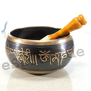 eSplanade - 6 inches - Singing Bowl Tibetan Buddhist Prayer Instrument With Striker Stick | OM Bell | OM Bowl | Meditation Bowl | Music Therapy