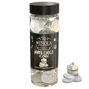 Winola White Choco Coin | Milk Chocolate Silver Coins - 50 pcs (175g)