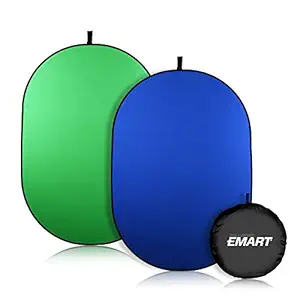 EMART 5ft x 6.5ft Photo Video Studio 2-in-1 Collapsible Background Panel, Full Cotton Photography Background with Carrying Case (Green/Blue)