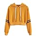 Produktbild VJGOAL Damen Sweatshirts, Mädchen Mode Varsity-Striped Kordelzug Crop Hoodie Jumper Sport Crop Pullover Winter Tops Bluse (Gelb, 38)