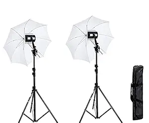 VTS Studio Home Umbrella Stand Setup with Sungun Bracket Umbrella Adapter B-Bracket and Stand Double Set with Continuous/Video Light with 1000 Watt Halogen Tube
