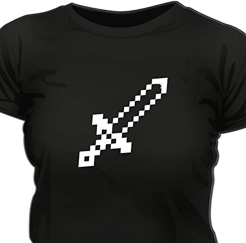 Creepyshirt Retro Videogames Inspired - 8 Bit Crafting Sword Woman T-Shirt - XL
