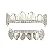 Produktbild Punk-Style-Zahngrills Unisex Luxuriöse Vergoldete Hip Hop Bling Zahn Set Top & Bottom Grill Zähne Caps Vampire Fangs mit Zirkonia - Hochglanz für Erwachsene Kostüm Party Rapper Zubehör für Zähne Mund