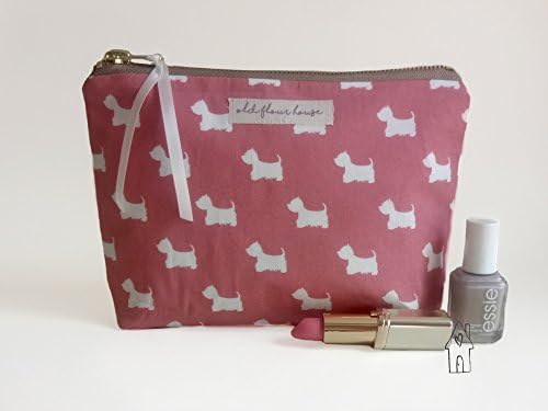 Pink Scottish Terrier Makeup Or Cosmetics Bag, Old Flour House