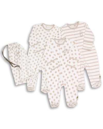 The Essential One - Unisex Pack of 3 Baby Sleepsuits / Babygrows ESS39
