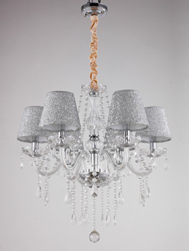 Lámpara de techo Araña Techo de altura regulable Leuchten aufhän gbarer tenlion LED Lámpara Techo Bombillas con 6 cristal Leuchten lámpara para el salón, comedor, Dormitorio