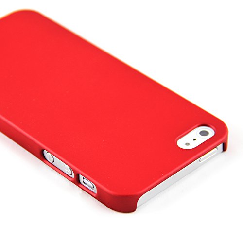 Red iPhone 5S Case, Thin Hybrid Matte Hard Case and Screen Protector for iPhone 5S and iPhone 5 Cover [Red], Case Buddy TM