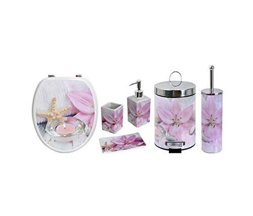 Preisvergleich Produktbild Carpemodo 6 tlg. Badezimmer Sparset "Harmony" Weiß Rosa