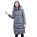 iHENGH Damen Herbst Winter Bequem Mantel Lässig Mode Jacke Frauen Pelz Mit Kapuze Mantel Lange Baumwolle Jacken Pocket Mäntel Umgekehrte Oberbekleidung