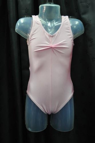 light pink lcyra leotard gathered front sleeveless size 2 age 6-7 cheast 28 inch