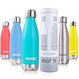 moon bottles - Bouteille d'eau Isotherme en Acier Inoxydable - Gourde Inox - 12 Heures Chaudes, 24 Heures Froides - Gourde Réutilisable, Double Mur, Produit écologique, sans BPA, étanche (750ml, Vert)