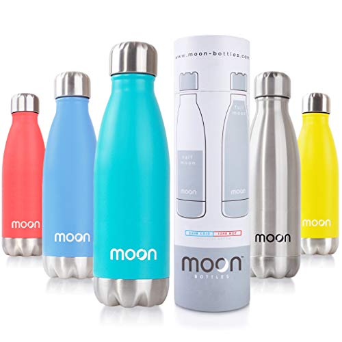 moon bottles - Stainless Steel Metal Water Bottle & Vacuum Flask - 24 Hrs Cold & 12 Hot - Insulated Drinks Bottle, Double Walled Reusable Water Bottles, BPA Free Leakproof (750ml, Aqua Green)