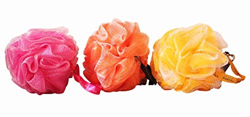 Hydrea Body Puff/Scrunchie - Orange, Yellow, Pink Bath Sponge Shower Wash